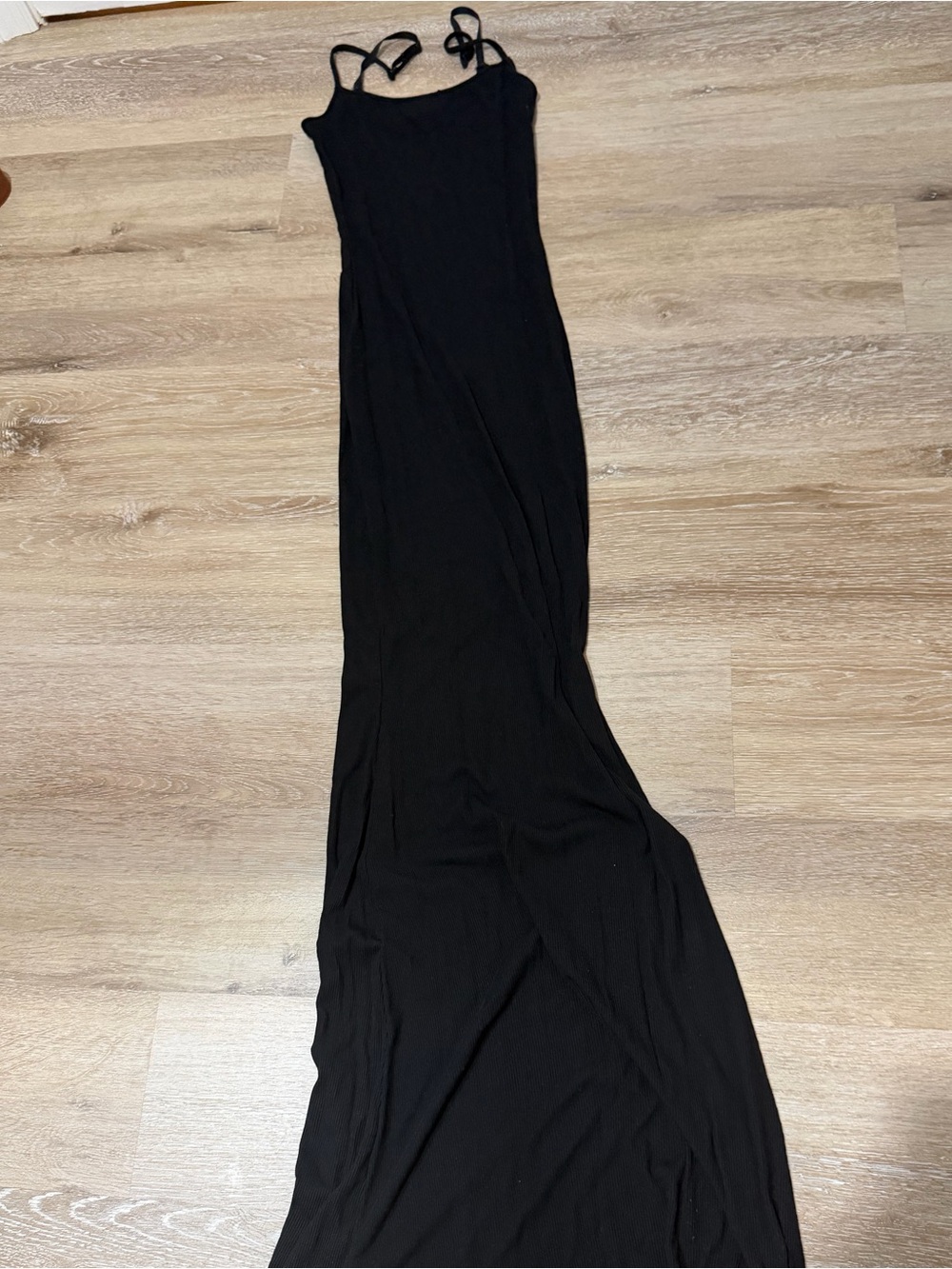 SKIMS Black Strappy Maxi Dress